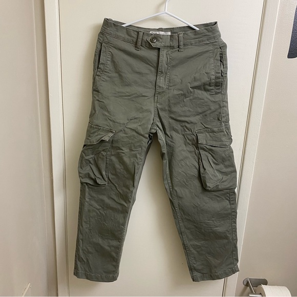 Green & Black Zara Cropped Cargo Pants - Picture 1 of 2